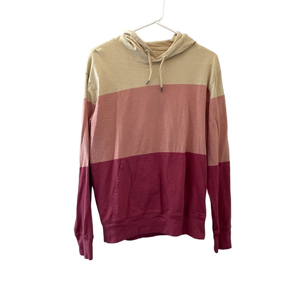 J.Crew re-imagined ombre red orange and white sunset hoodie sweater casual comfo